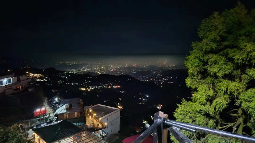 Mussoorie at night from Zostel