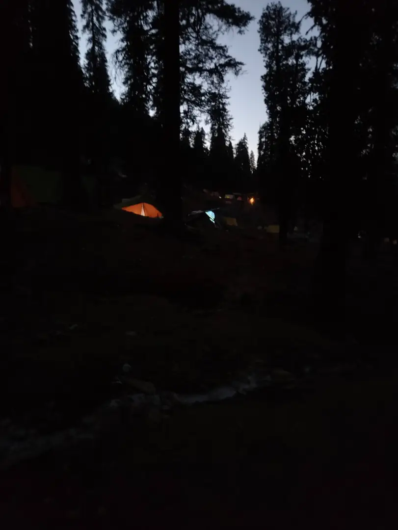 Camp at dusk